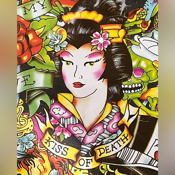 Ed Hardy by Christian Audigier Geisha True to My Love Skulls Tattoo Large Bag - Picture 3 of 16